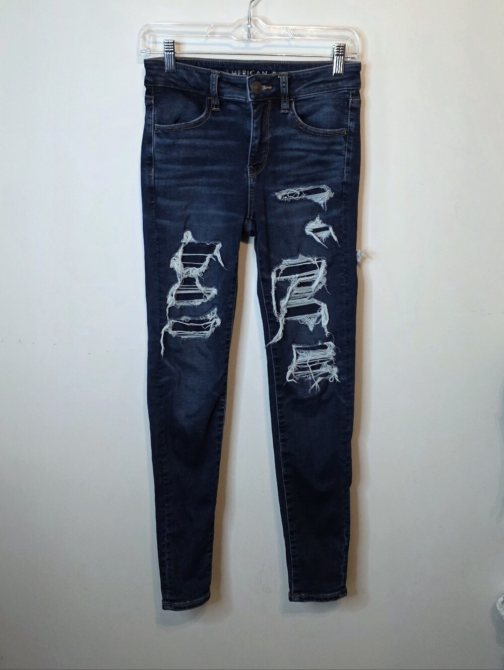 American Eagle Cozy Next Level Stretch Hi-Rise Jegging Distressed Size 0